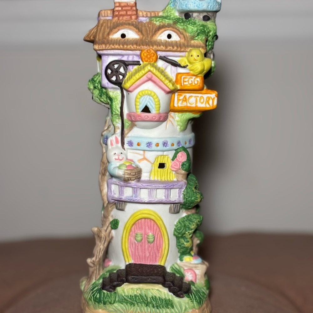 Easter Village Ceramic Collect Egg Factory Figurine- 1990s Vintage Gibson Greet.